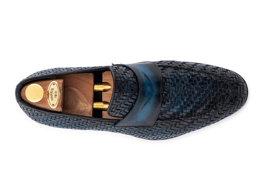 Mocassino in pelle intrecciata dipinto a mano