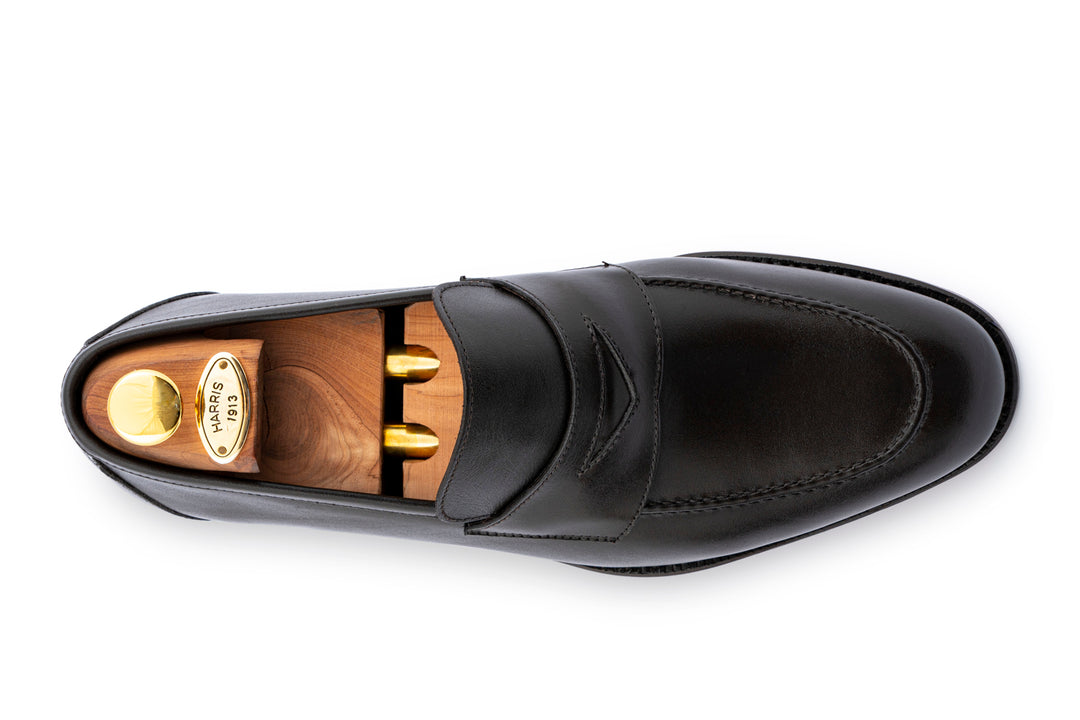 Mocassino in pelle pieno fiore nero