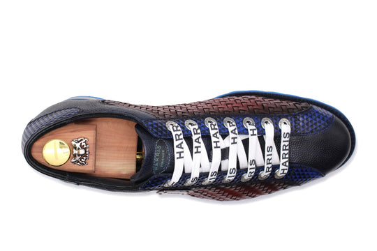 Sneakers in pelle intrecciata sfumata a mano