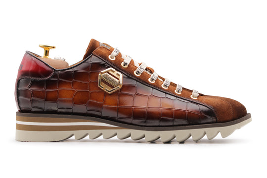 Krokodileffekt Leder -Turnschuhe und Wildleder