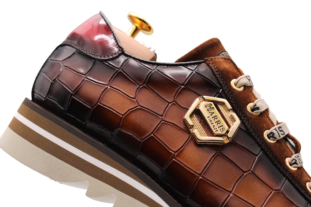 Krokodileffekt Leder -Turnschuhe und Wildleder
