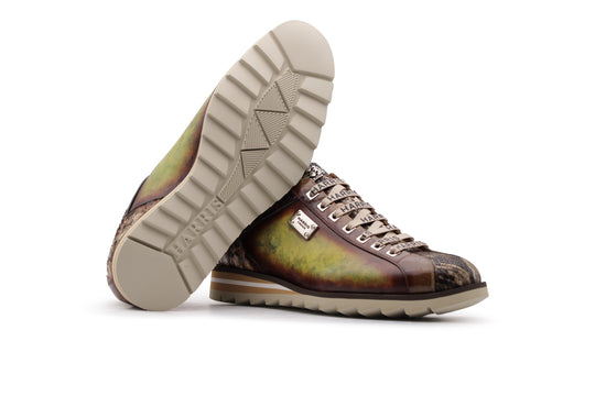 Baskets en cuir peint à la main et python