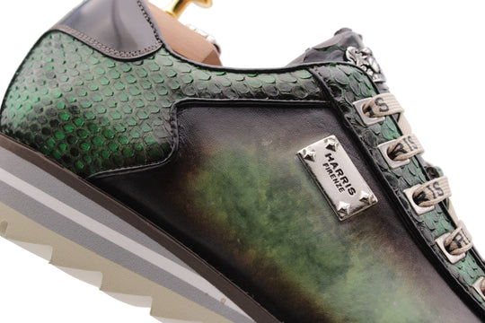 Zapatillas de cuero pintadas a mano y pitón