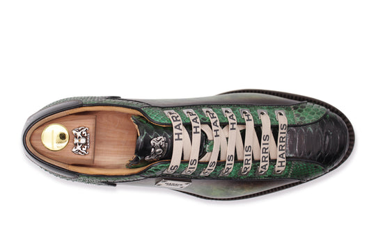 Zapatillas de cuero pintadas a mano y pitón