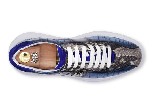Sneakers à effet de crocodile et peau python