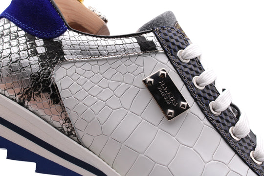Sneakers à effet Crocodrillo et cuir Python