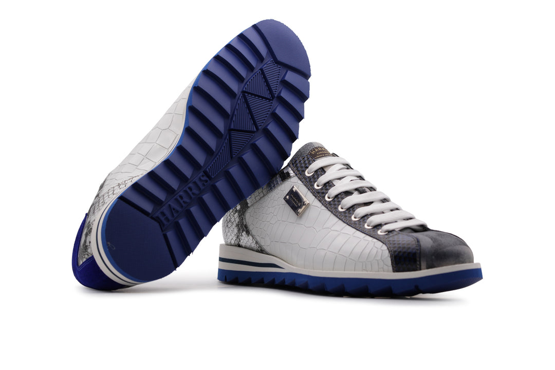 Sneakers à effet Crocodrillo et cuir Python