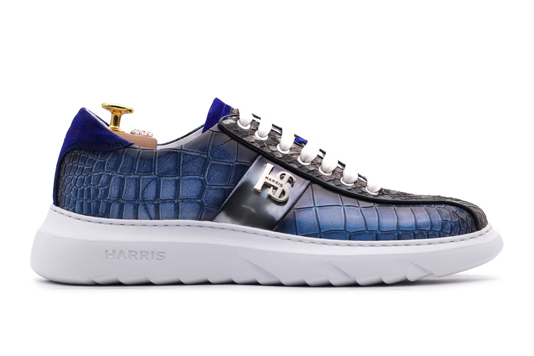 Sneakers à effet de crocodile et peau python