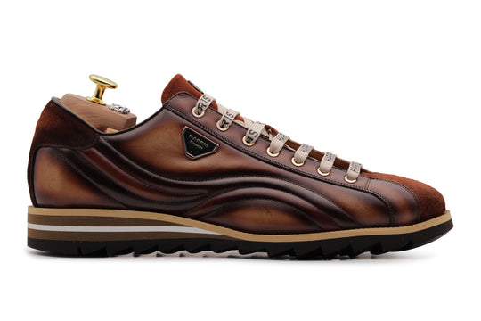Hand -painted leather sneakers and suede