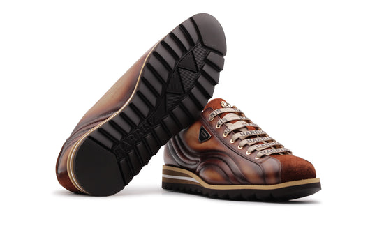 Hand -painted leather sneakers and suede