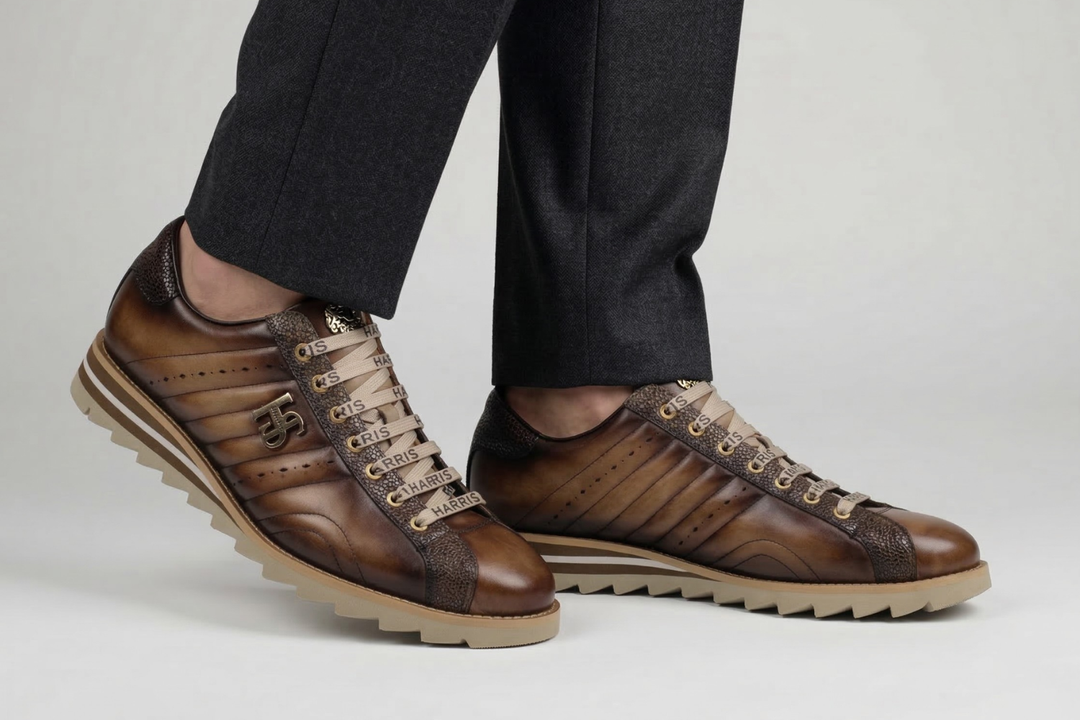 Sneakers comfort in pelle dipinta a mano