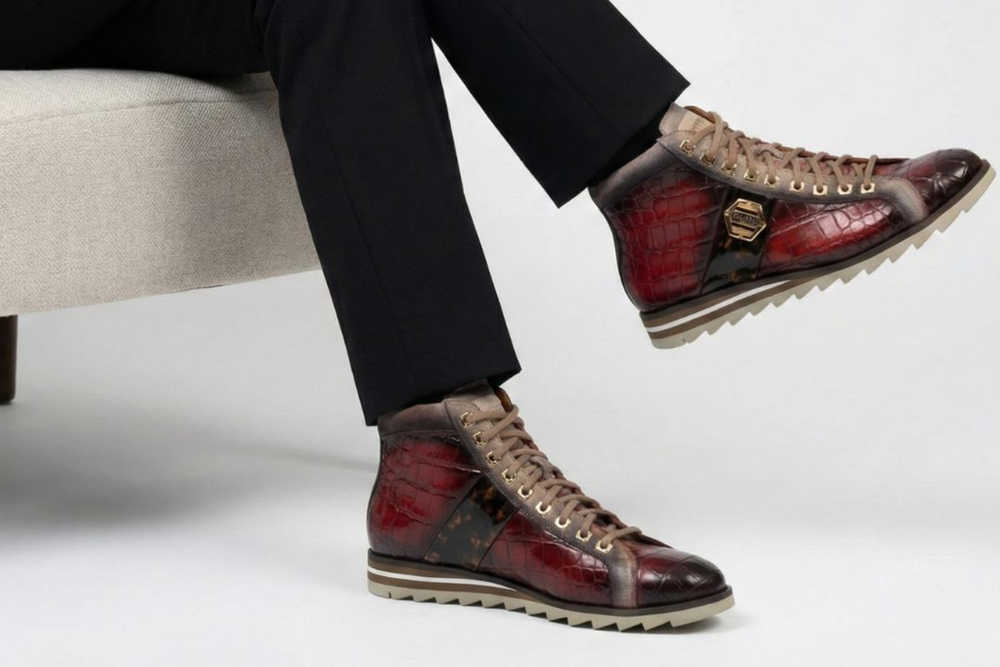 Polacchino in pelle effetto coccodrillo