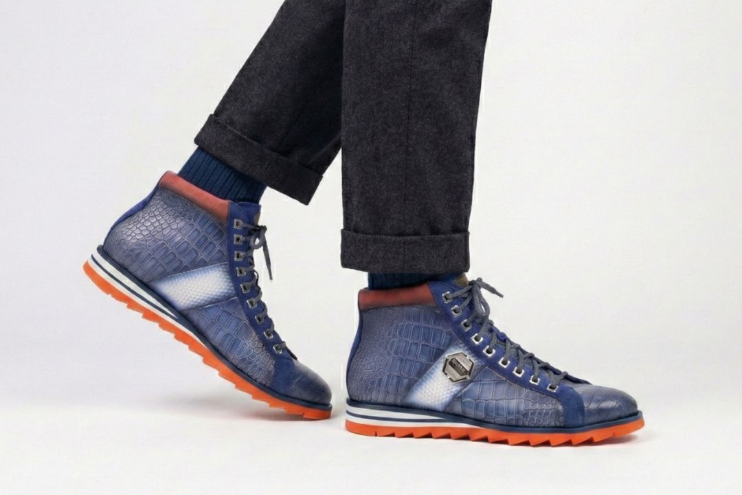 Polacchino in pelle effetto coccodrillo