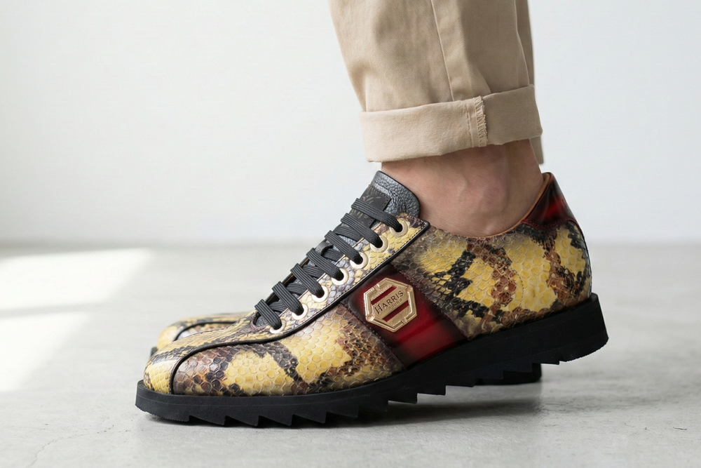Python leather sneakers