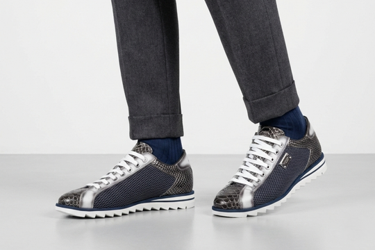 Python effect and perforated sneakers