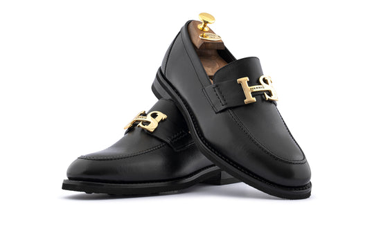 Mocassin en cuir imprimé noir