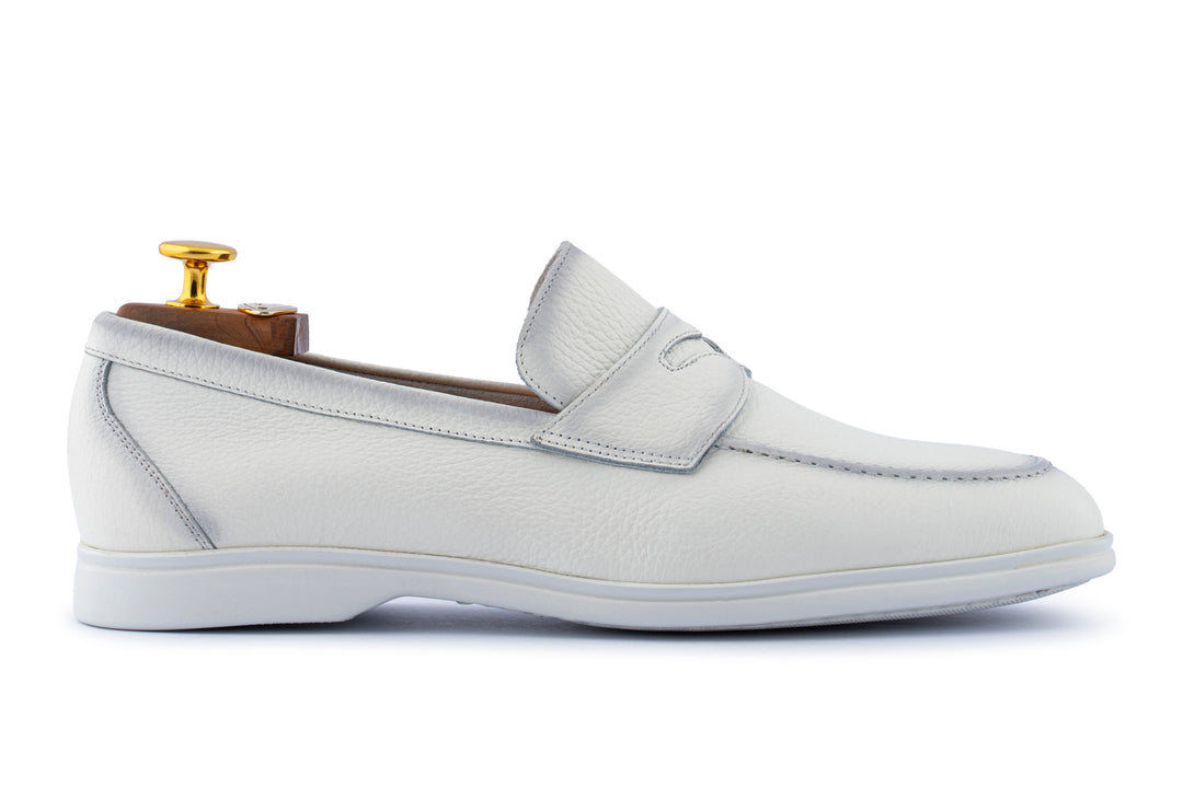 Mocassino in pelle morbida effetto alce e suola in gomma