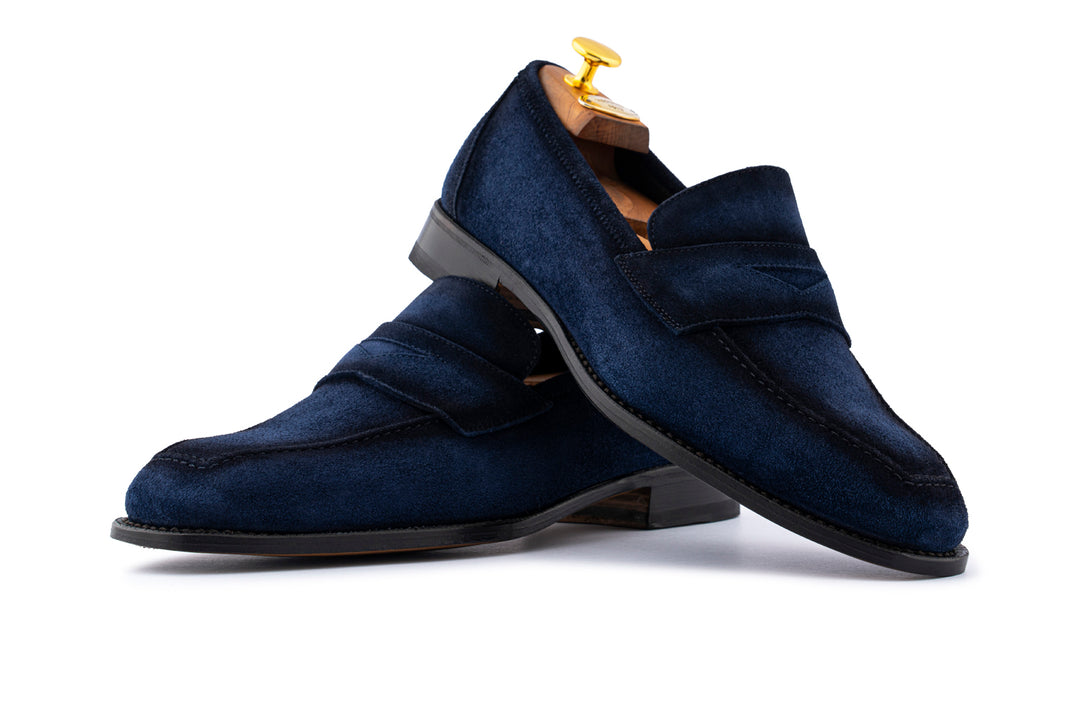 Mocassino in suede anticato a mano