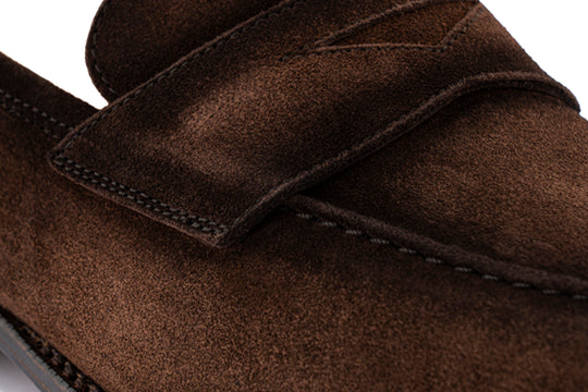 Mocassino in suede anticato a mano