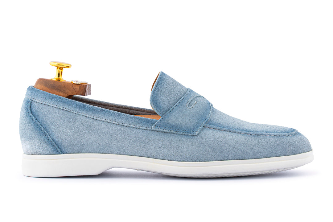 Suede moccasin and rubber sole