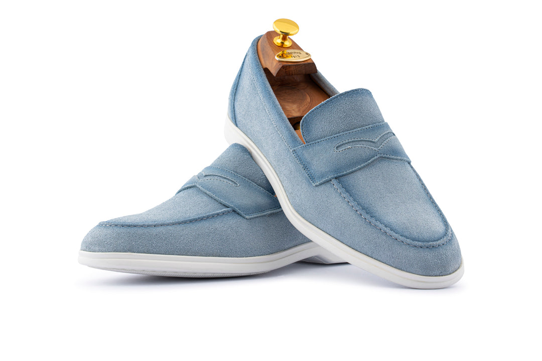 Suede moccasin and rubber sole