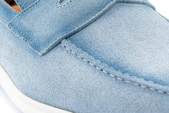 Suede moccasin and rubber sole