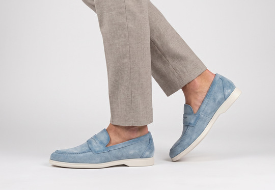 Suede moccasin and rubber sole