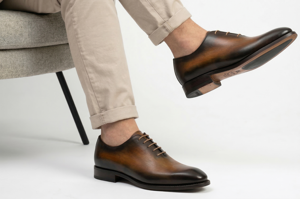Smooth hand-painted leather brogues