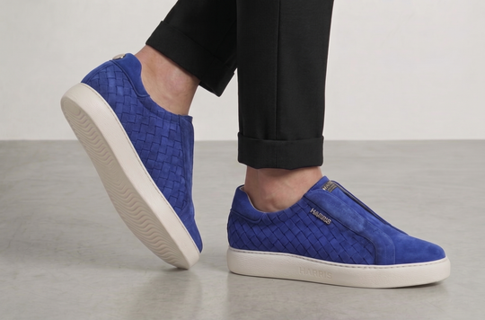 Sneakers slipon in pelle intrecciata