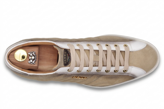 Sneakers in suede e pelle sfumata Beige
