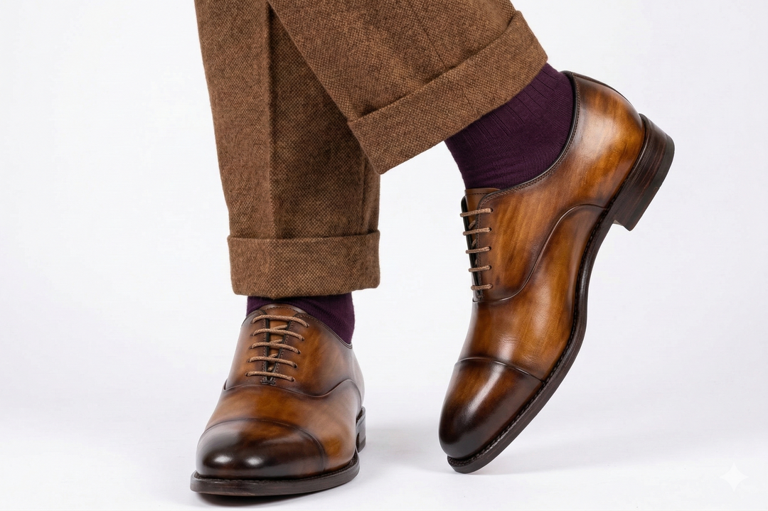 Zapatos brogue de piel pintados a mano