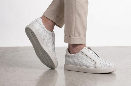 Sneakers slipon in pelle intrecciata