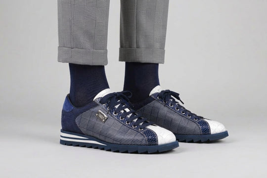 2817 Tweed and Coconut Sneakers – Blue