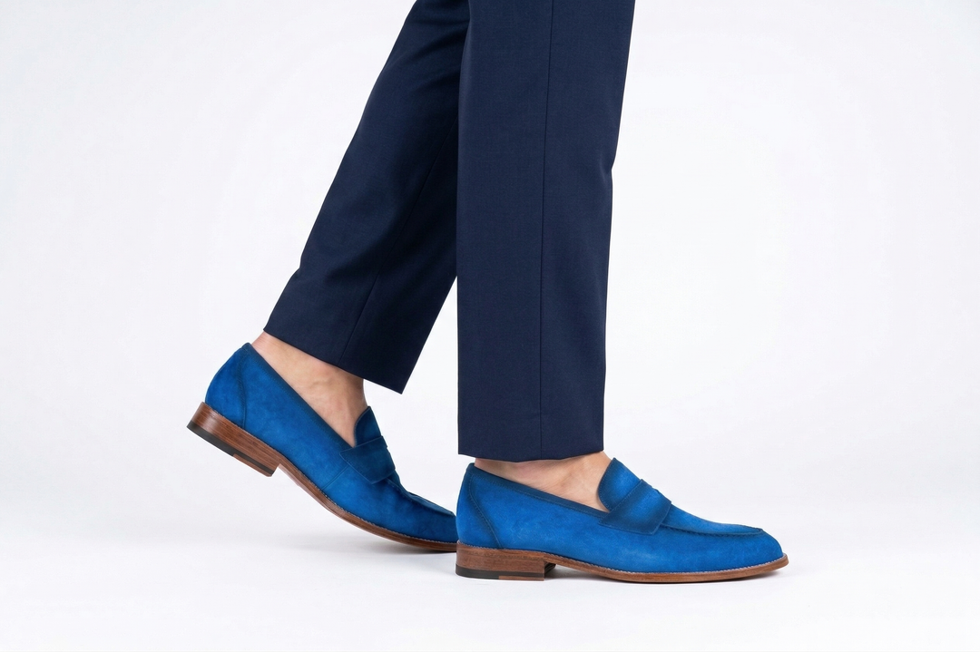 Mocassino in suede anticato a mano