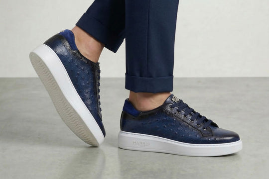 Sneakers in pelle stampata effetto struzzo