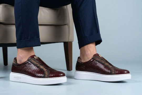 Slip-on sneakers in python leather