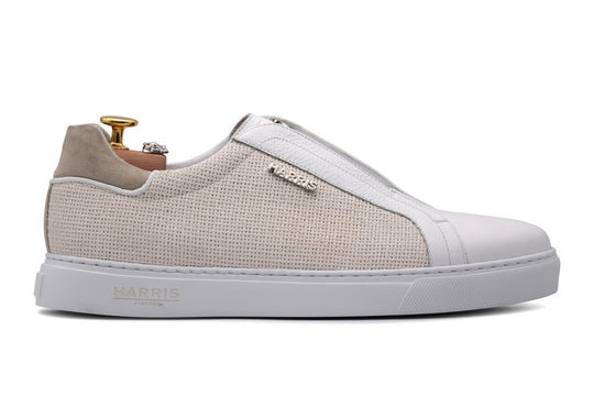 Sneakers slipon in tela e pelle