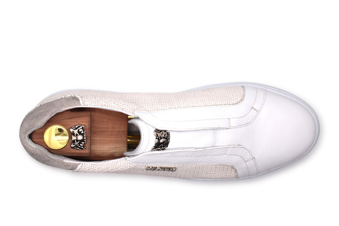 Sneakers slipon in tela e pelle