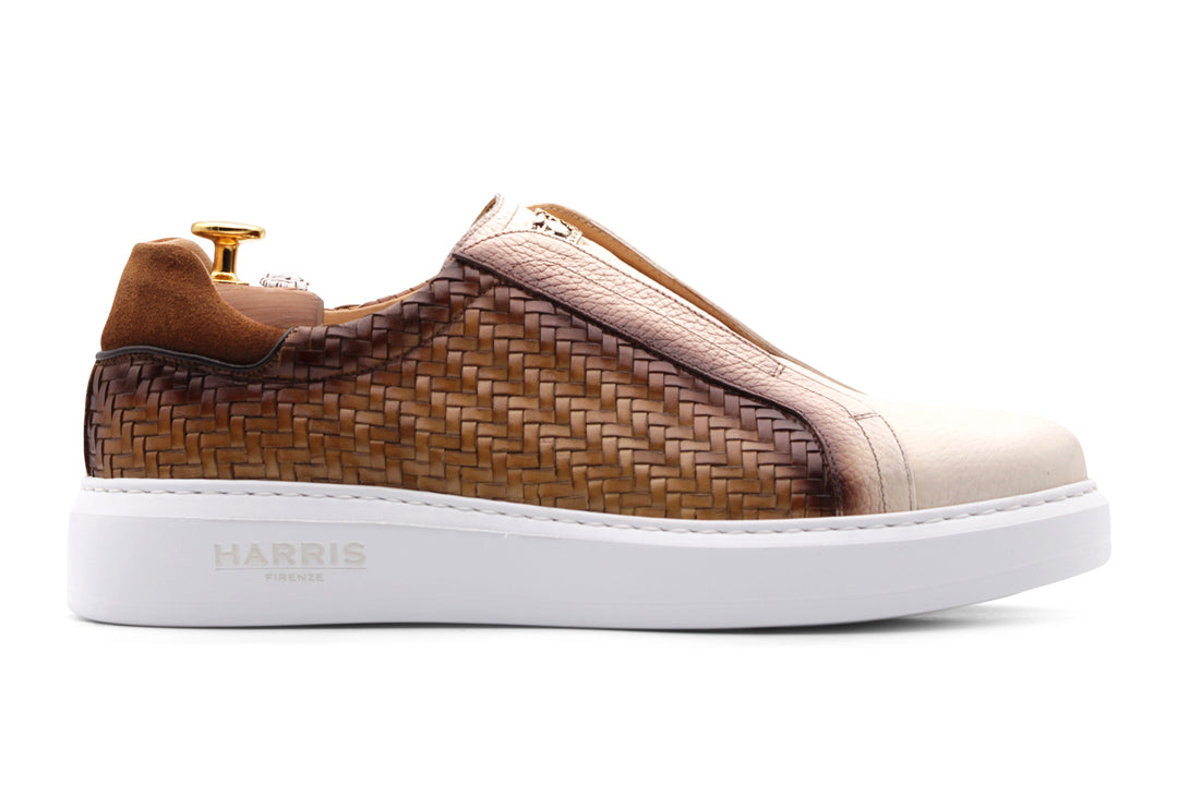 Sneakers slipon in pelle intrecciata