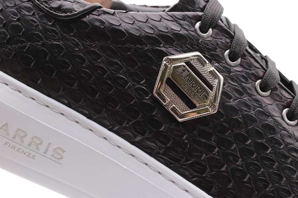 Black python leather sneaker