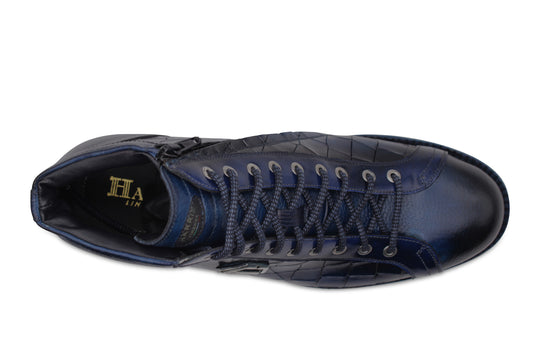 Stiefeletten aus handbemaltem Leder mit Krokodileffekt