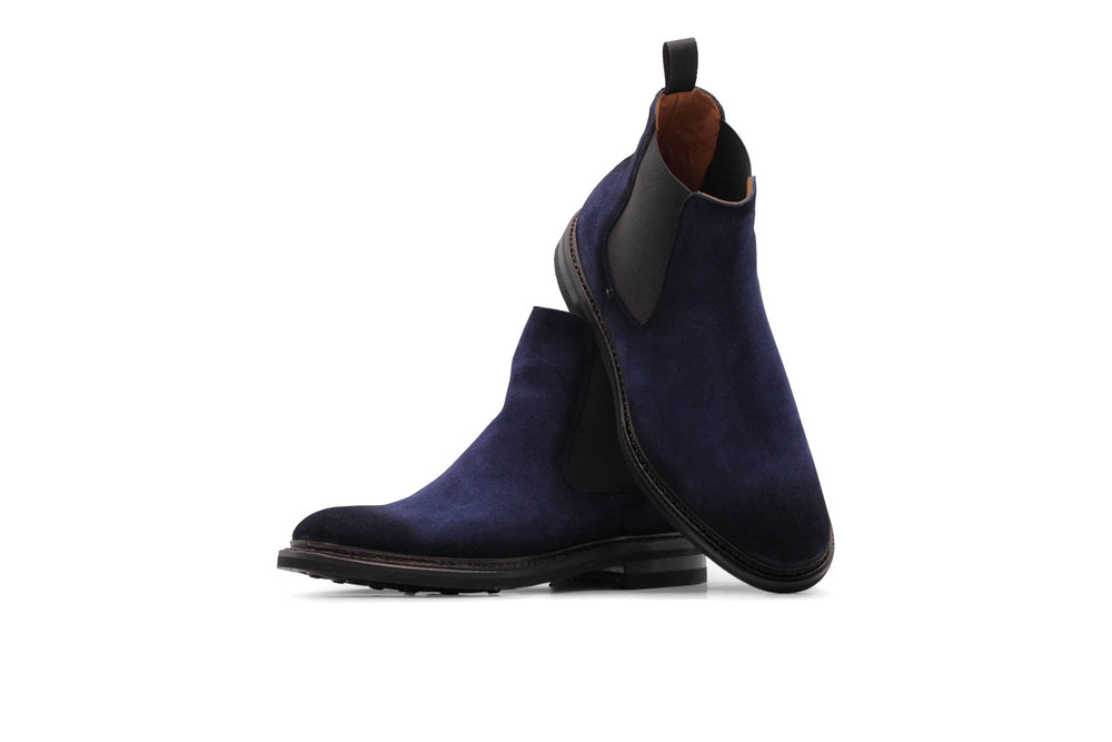Suede ankle boot Blue with elastic