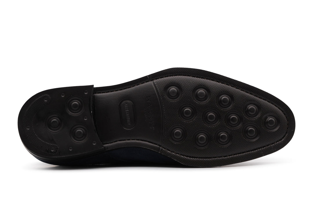 Doppia fibbia in suede blu sfumata a mano