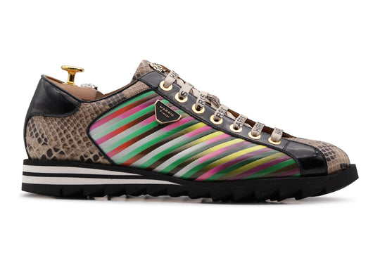 Sneakers Limited Edition in pitone e rigato multicolor
