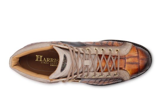 Stiefeletten aus Leder mit Krokodileffekt