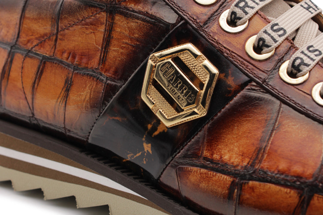 Sneakers with crocodile effect