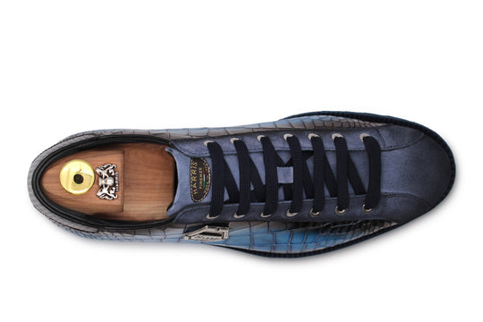 Sneakers with crocodile effect and suede