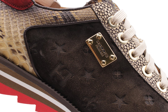 Sneakers in camoscio monogram e pitone