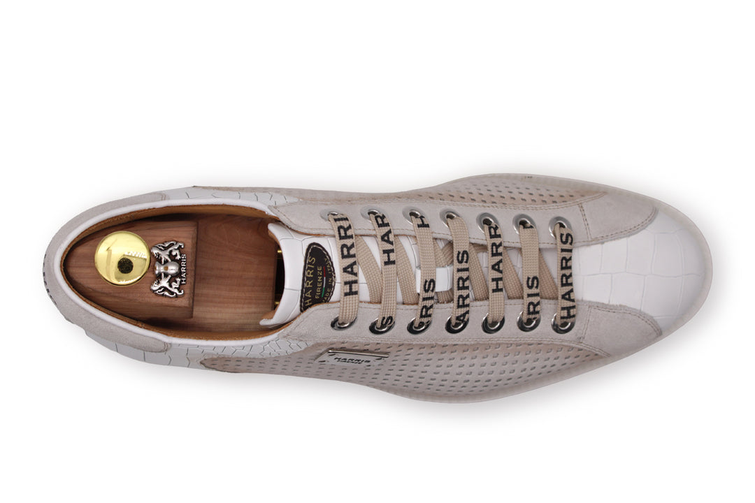 Sneakers aus perforiertem Leder mit Krokodileffekt