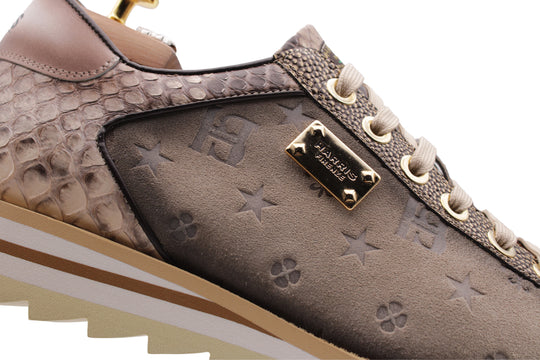 Suede and python sneakers